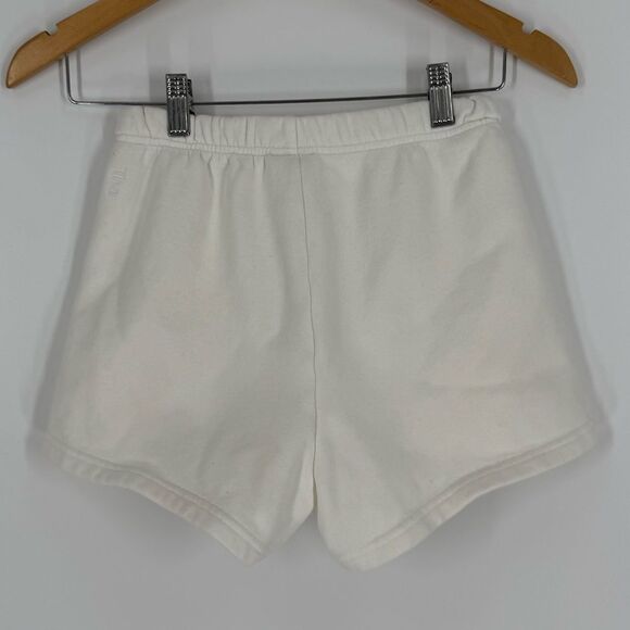 Aritzia TNA Cozy Sweatfleece Perfect Hi-Rise Mini Short in White | Size 2XS - Picture 4 of 8